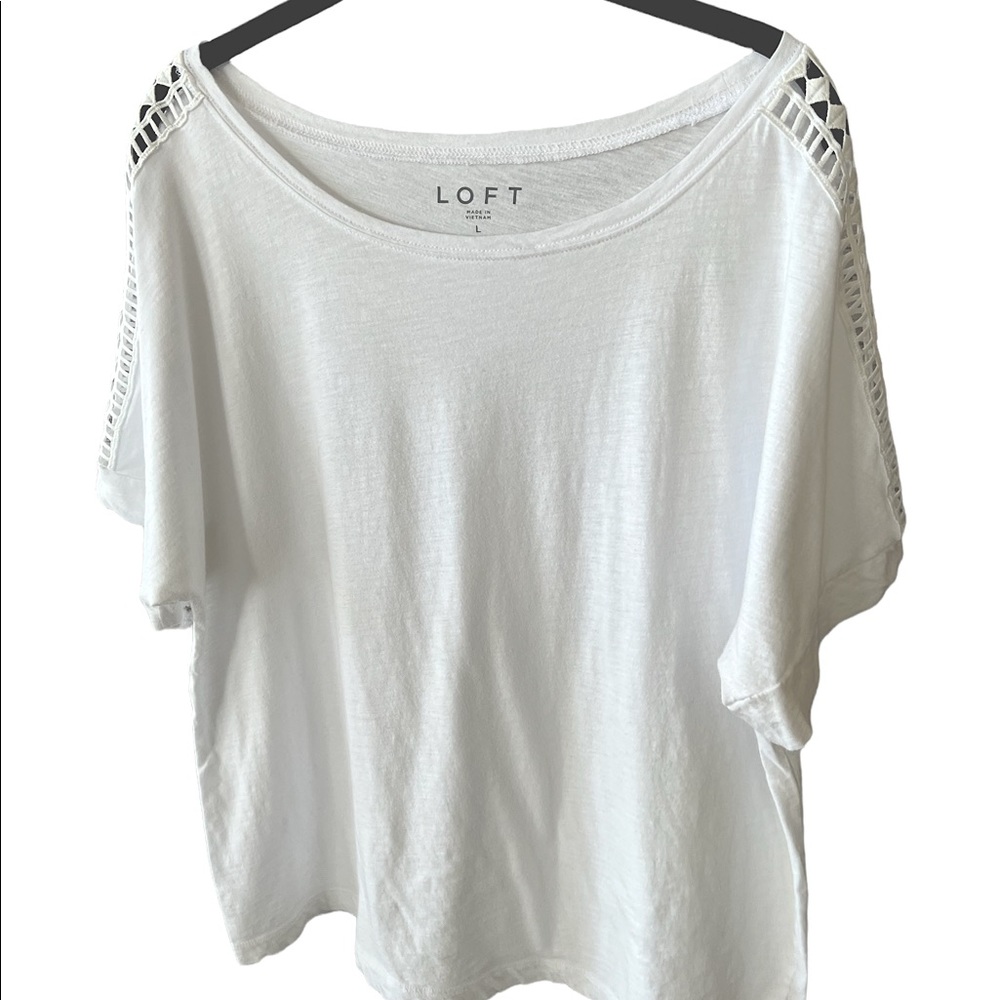 Loft White Open Detail Sleeve Tee